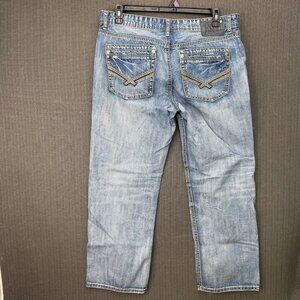 TK Axel Mens Size W 36 X L 30 Blue Relaxed Straight Fit Denim Jeans Light Wash